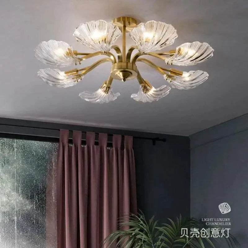 Plafonnier en verre Antique coquille cuivre - Éclairage LED pour cuisine, salle à manger et chambre | Marco Lucetti