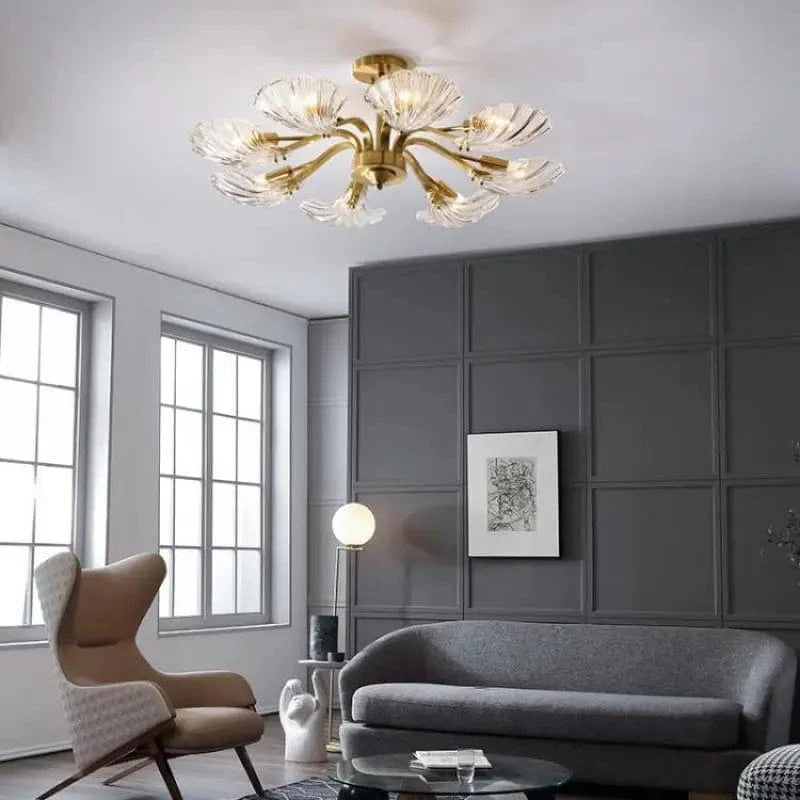 Plafonnier en verre Antique coquille cuivre - Éclairage LED pour cuisine, salle à manger et chambre | Marco Lucetti