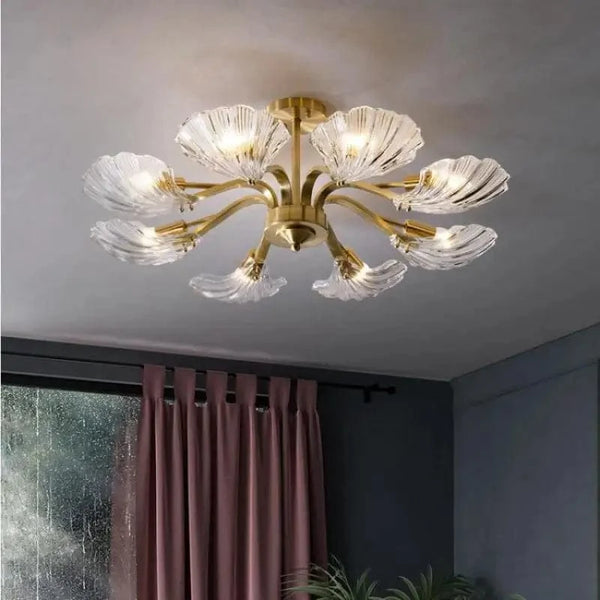 Plafonnier en verre Antique coquille cuivre - Éclairage LED pour cuisine, salle à manger et chambre | Marco Lucetti