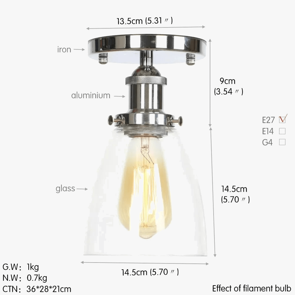 Plafonnier en verre clair pour illuminer votre allée, balcon, café ou restaurant | Marco Lucetti