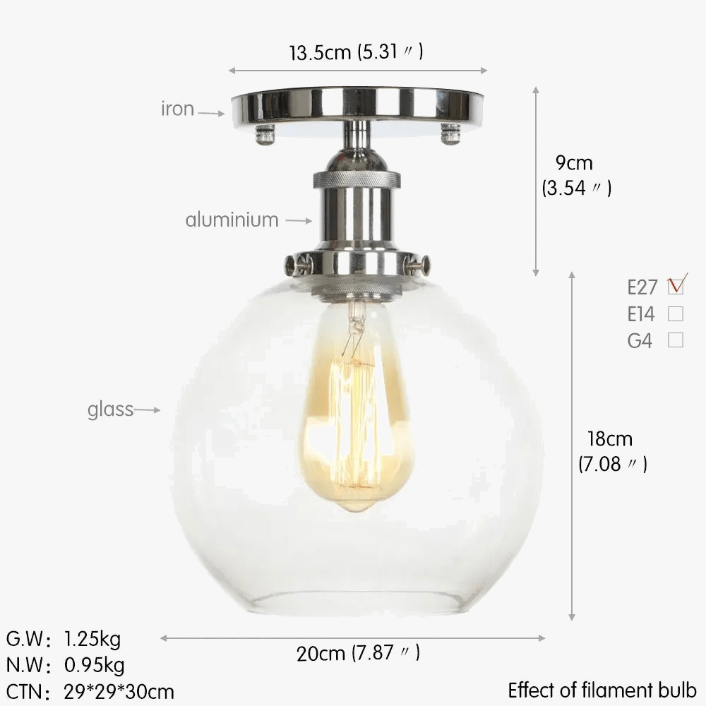 Plafonnier en verre clair pour illuminer votre allée, balcon, café ou restaurant | Marco Lucetti