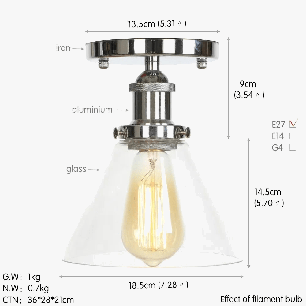 Plafonnier en verre clair pour illuminer votre allée, balcon, café ou restaurant | Marco Lucetti