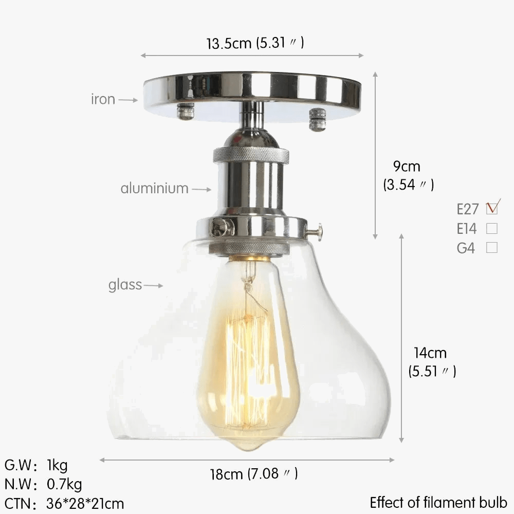 Plafonnier en verre clair pour illuminer votre allée, balcon, café ou restaurant | Marco Lucetti
