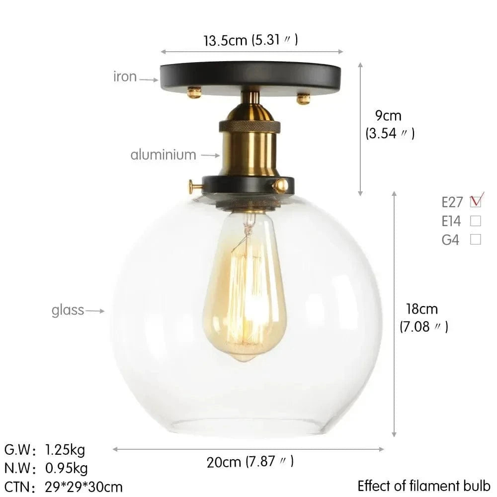 Plafonnier en verre clair pour illuminer votre allée, balcon, café ou restaurant | Marco Lucetti B1 / Lumière chaude LED