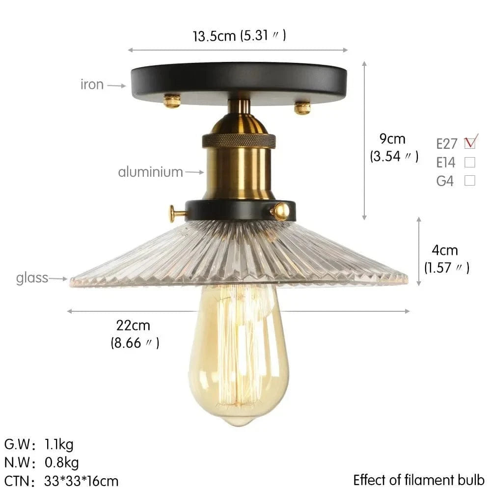 Plafonnier en verre clair pour illuminer votre allée, balcon, café ou restaurant | Marco Lucetti F1 / Lumière chaude LED