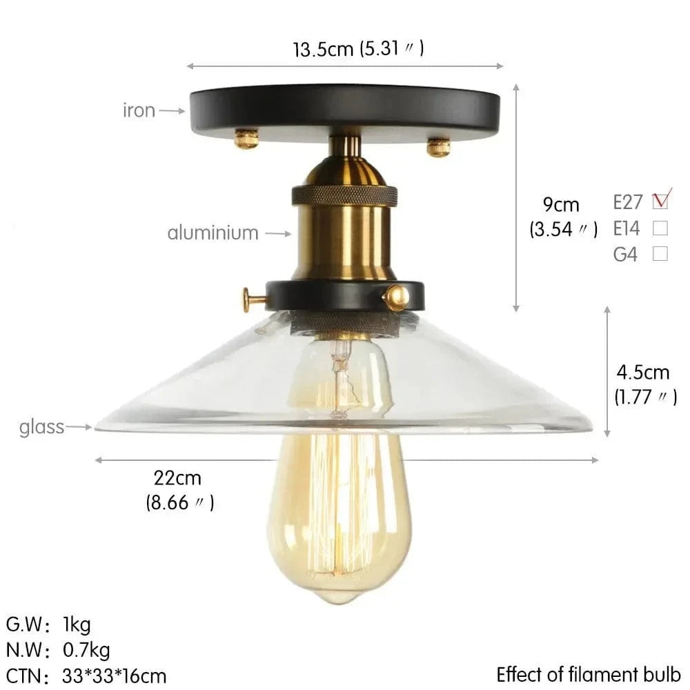 Plafonnier en verre clair pour illuminer votre allée, balcon, café ou restaurant | Marco Lucetti H1 / Lumière chaude LED