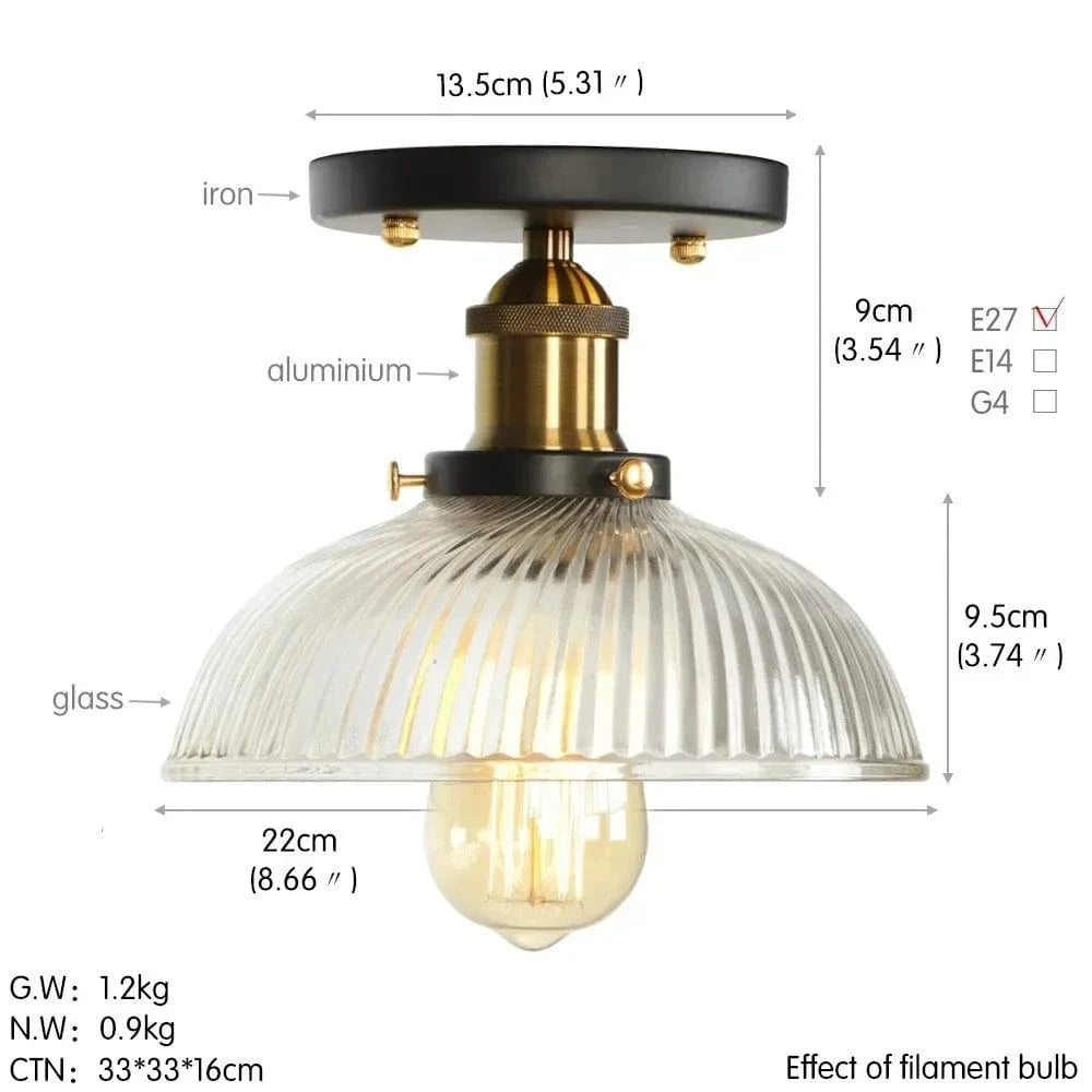 Plafonnier en verre clair pour illuminer votre allée, balcon, café ou restaurant | Marco Lucetti I1 / Lumière chaude LED