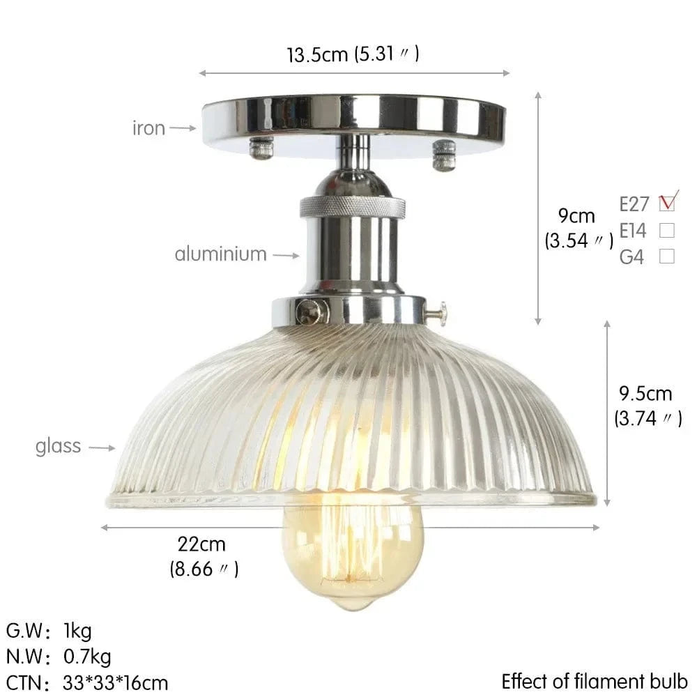 Plafonnier en verre clair pour illuminer votre allée, balcon, café ou restaurant | Marco Lucetti Je / Lumière chaude LED