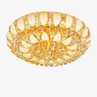 Plafonnier de Luxe en Verre et Cristal Doré