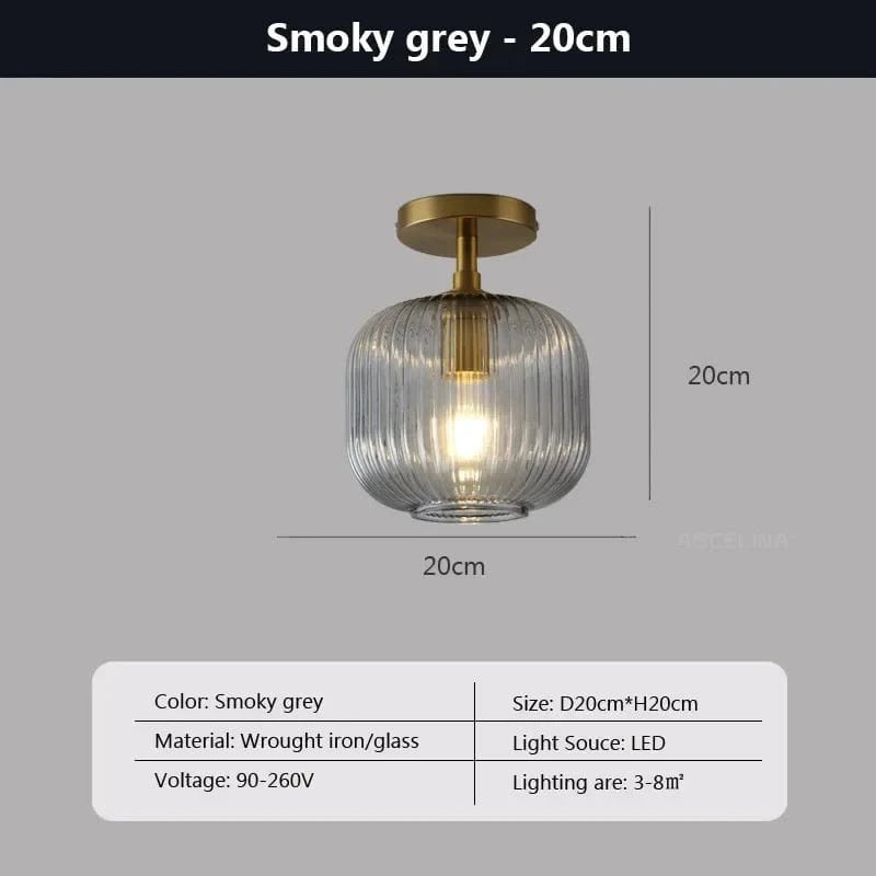 Plafonnier en verre LED nordique pour salle de bain, salon et chambre | Marco Lucetti B20CMGR / Lumière trichromatique