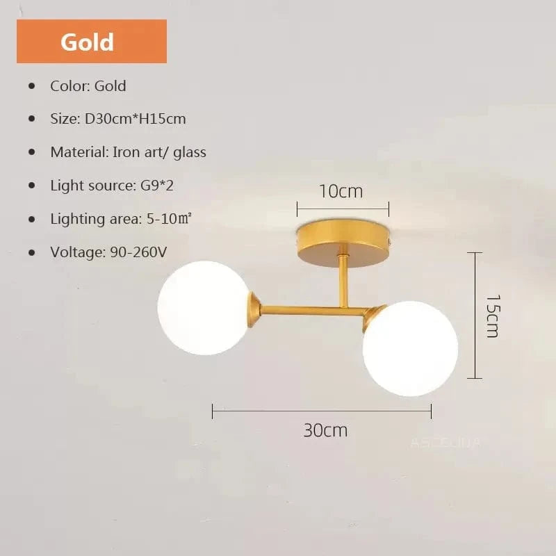 Plafonnier en verre noir et or moderne pour éclairer votre intérieur | Marco Lucetti LCL108 A Or / Blanc froid