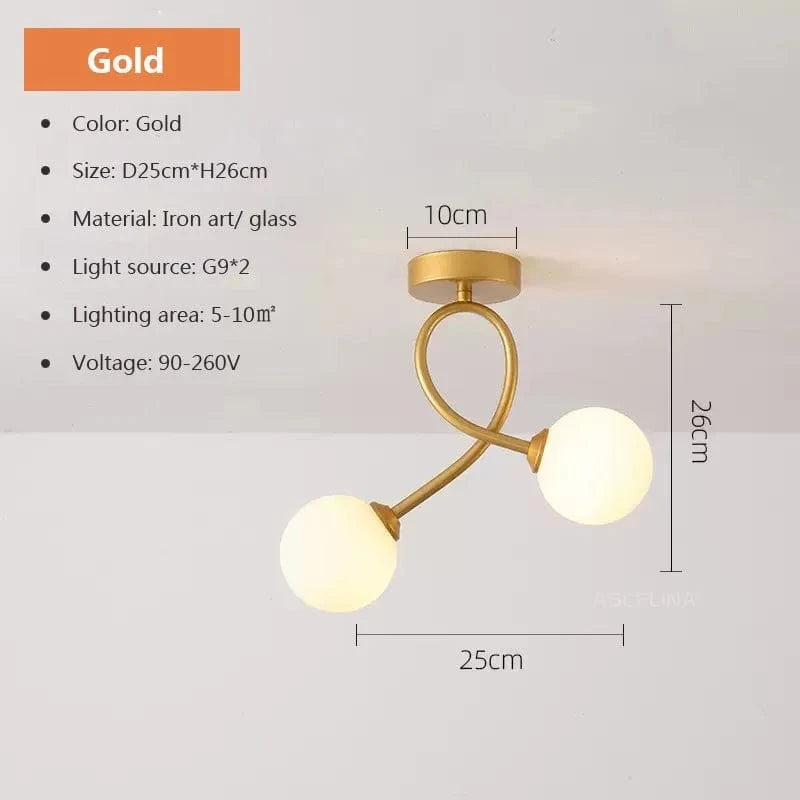 Plafonnier en verre noir et or moderne pour éclairer votre intérieur | Marco Lucetti LCL108 B Or / Blanc froid