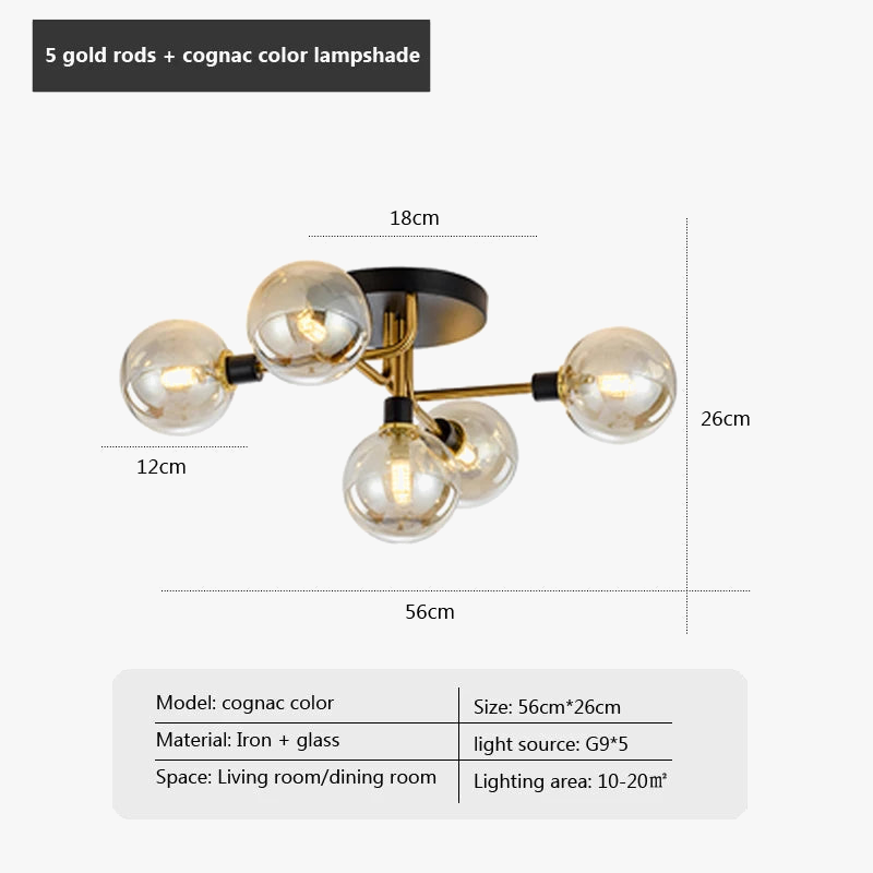 Plafonnier nordique en verre G9 LED pour intérieur moderne