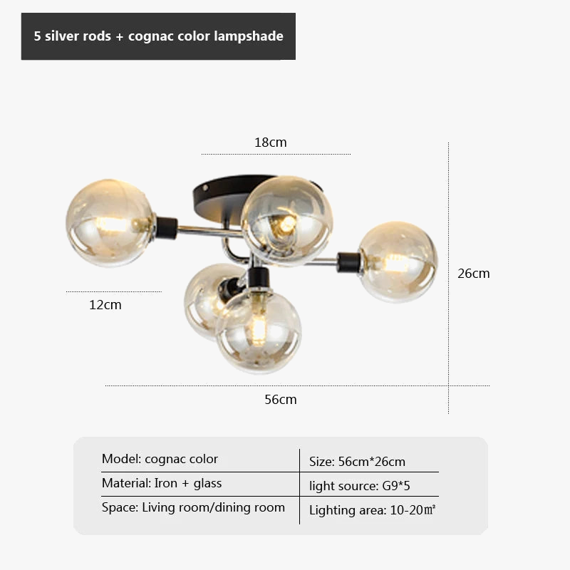 Plafonnier nordique en verre G9 LED pour intérieur moderne