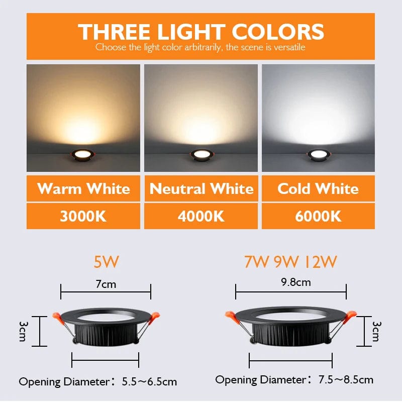 Plafonnier encastré LED Downlight - 6 pièces disponibles - Blanc chaud/froid - AC220V-240V | Marco Lucetti