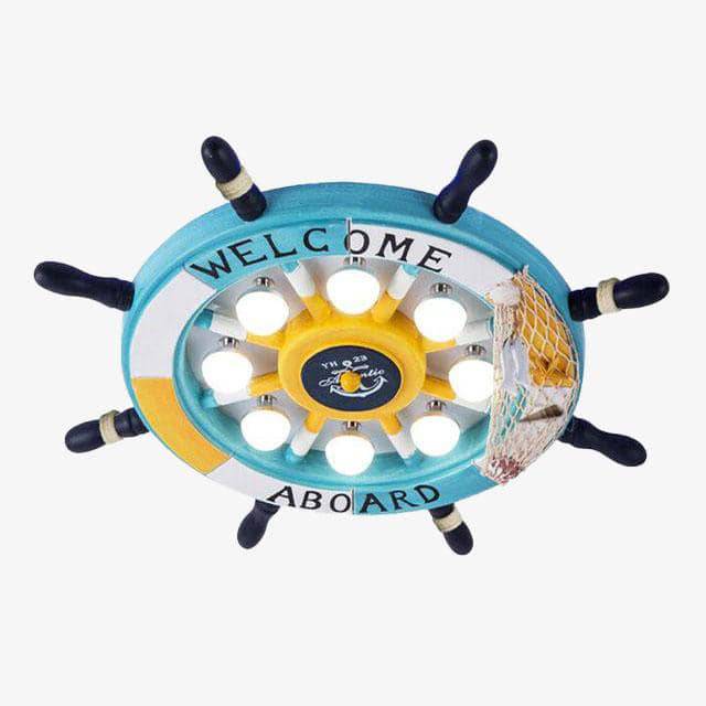 Plafonnier enfant "Barre à roue de bateau" | Marco Lucetti Bleu