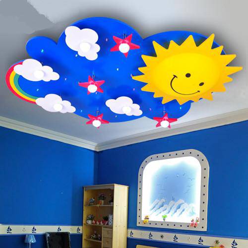Plafonnier Enfant LED Ciel Bleu, Nuage & Soleil Jaune | Marco Lucetti