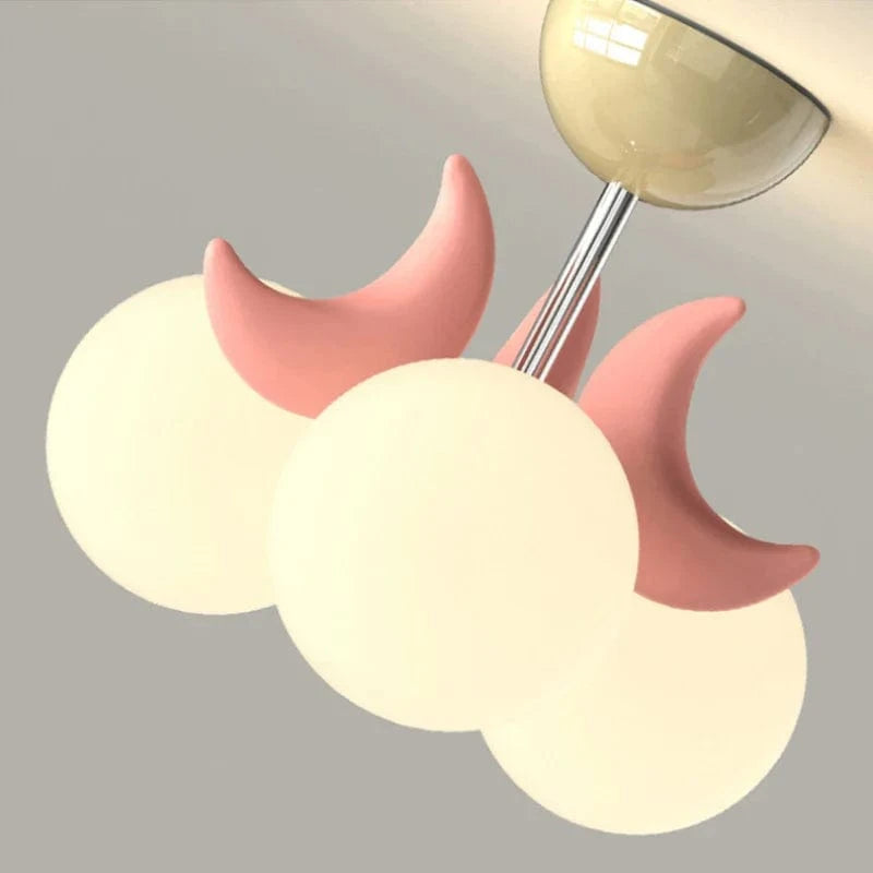 Plafonnier Enfants Roses LED Lune Mignonne - Chambre Princesse Romantique | Marco Lucetti