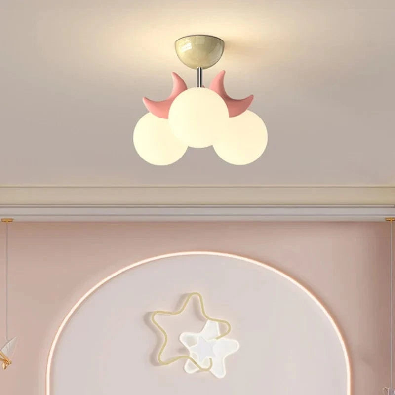 Plafonnier Enfants Roses LED Lune Mignonne - Chambre Princesse Romantique | Marco Lucetti
