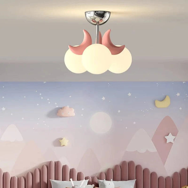 Plafonnier Enfants Roses LED Lune Mignonne - Chambre Princesse Romantique | Marco Lucetti