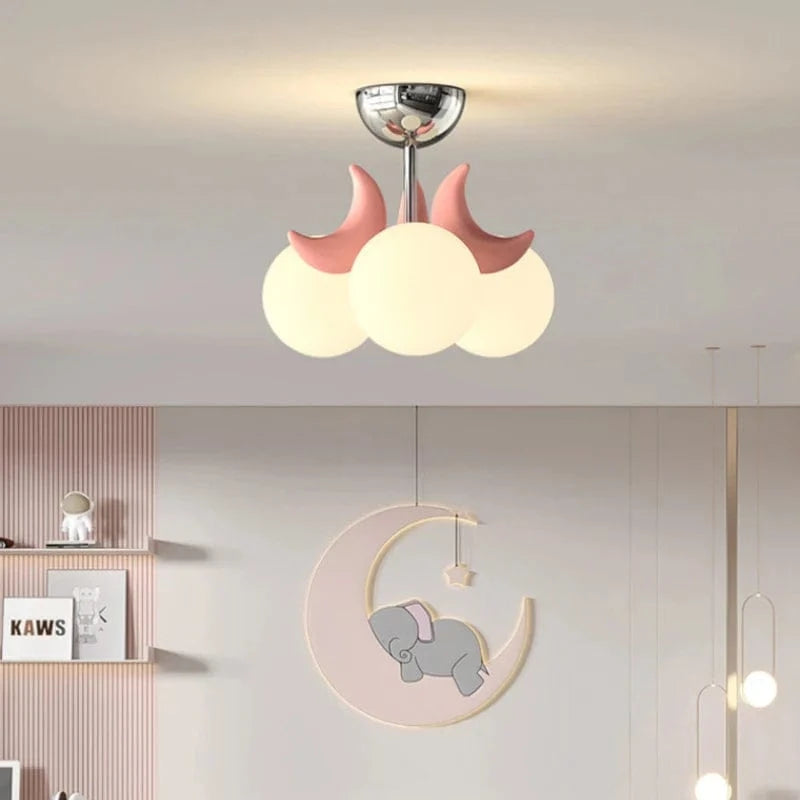 Plafonnier Enfants Roses LED Lune Mignonne - Chambre Princesse Romantique | Marco Lucetti