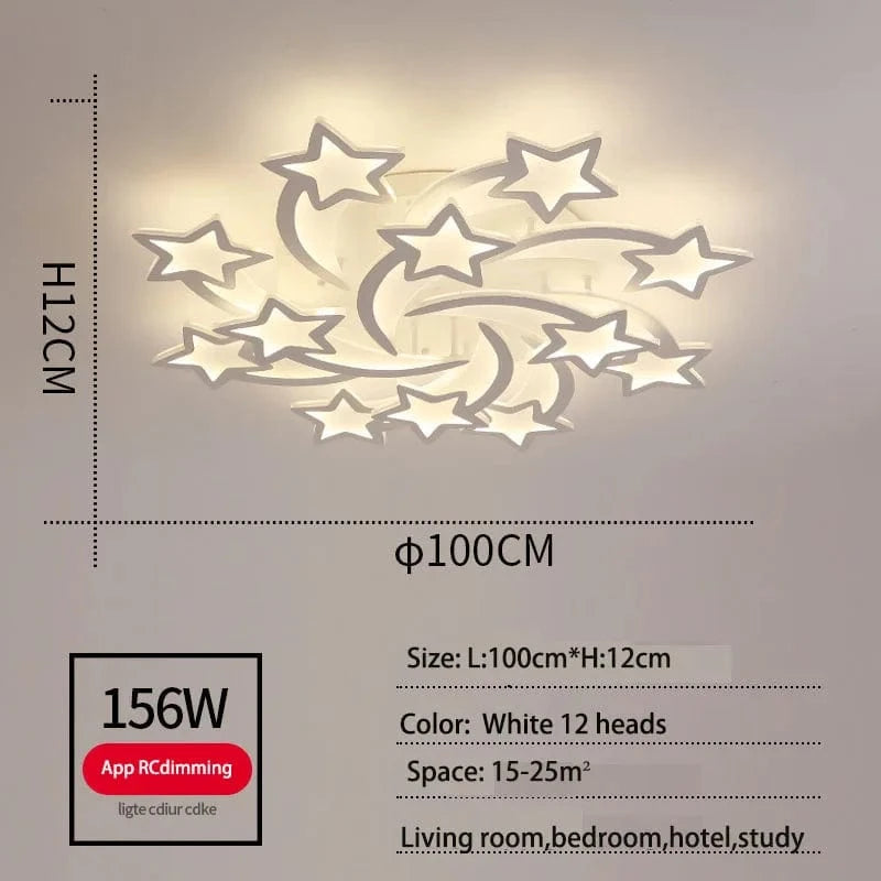 Plafonnier Etoile LED Acrylique - Design Moderne & Décoratif | Marco Lucetti Blanc 12 têtes