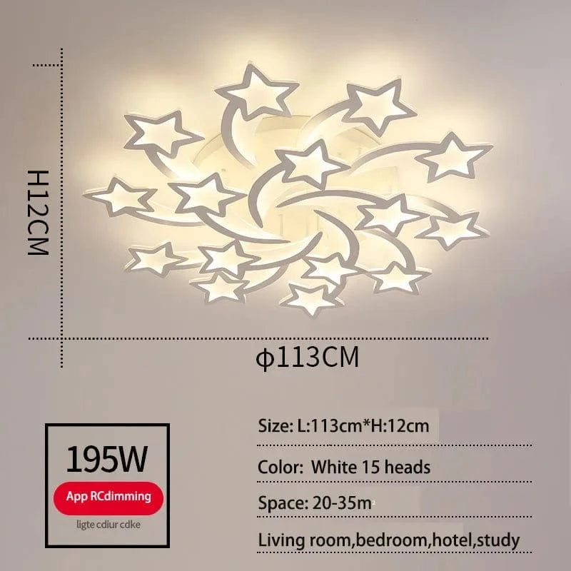 Plafonnier Etoile LED Acrylique - Design Moderne & Décoratif | Marco Lucetti Blanc 15 têtes