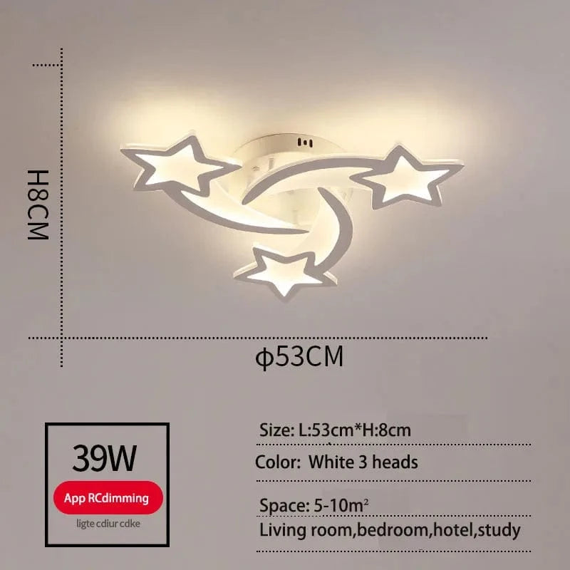 Plafonnier Etoile LED Acrylique - Design Moderne & Décoratif | Marco Lucetti Blanc 3 têtes