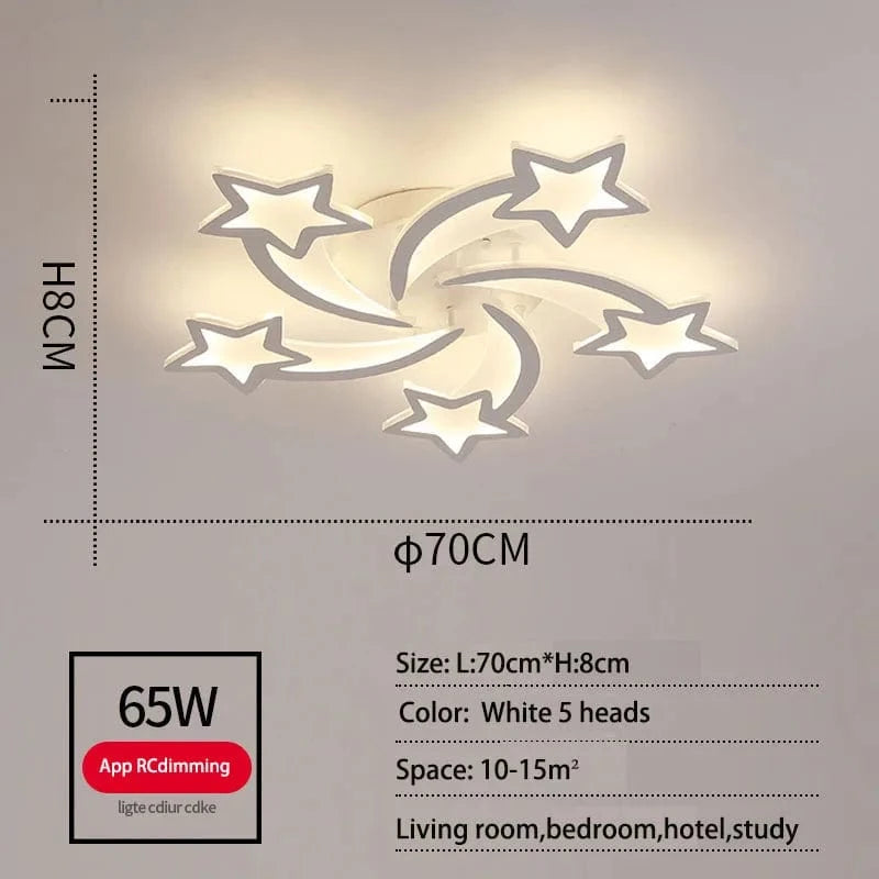 Plafonnier Etoile LED Acrylique - Design Moderne & Décoratif | Marco Lucetti Blanc 5 têtes