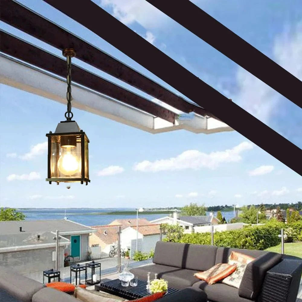 Plafonnier extérieur noir élégant avec abat-jour en verre transparent | Marco Lucetti