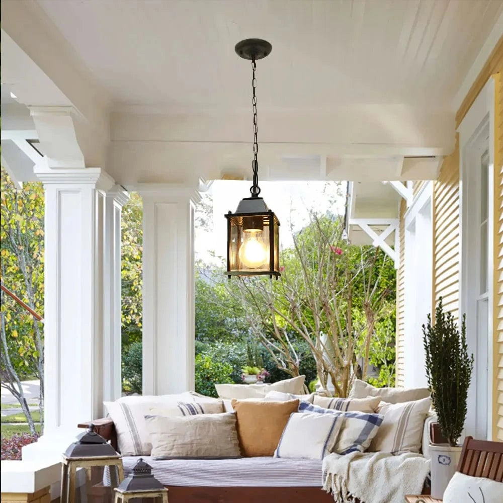 Plafonnier extérieur noir élégant avec abat-jour en verre transparent | Marco Lucetti