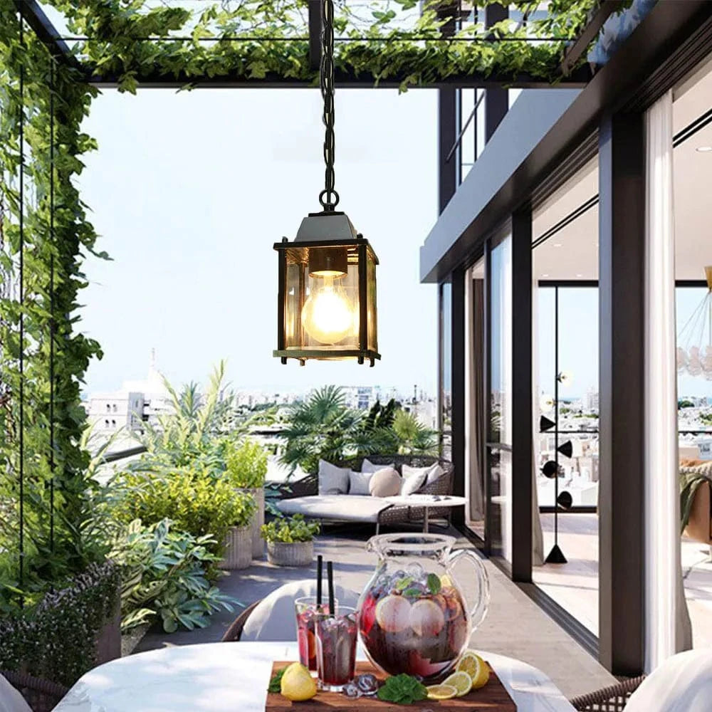 Plafonnier extérieur noir élégant avec abat-jour en verre transparent | Marco Lucetti