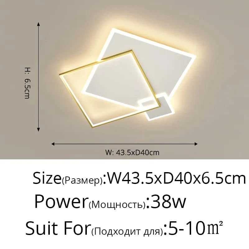 Plafonnier Fer Forgé Acrylique Moderne LED pour Salon Salle à Manger Chambre & Allée | Marco Lucetti Or 38W 43,5x40cm / Blanc froid, pas de télécommande