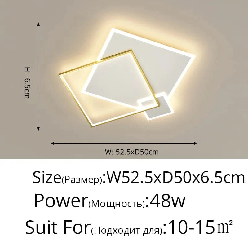 Plafonnier Fer Forgé Acrylique Moderne LED pour Salon Salle à Manger Chambre & Allée | Marco Lucetti Or 48W 52,5x50cm / Luminosité variable