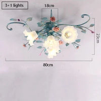 Plafonnier Fleur Chaud et Romantique pour Chambre de Princesse | Marco Lucetti 4 lumières / Lumière chaude