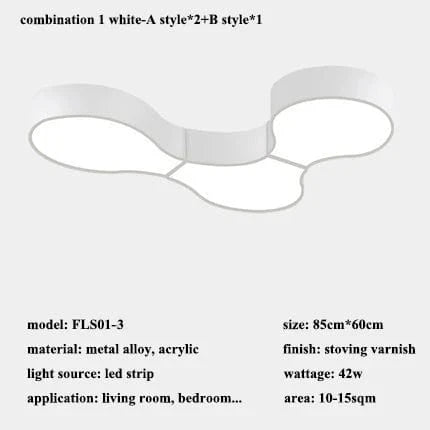 Plafonnier Géométrie Moderne ADN LED - Éclairage Design pour Salon, Chambre, Bureau, Café & Bar | Marco Lucetti 3 lumières-blanc / Lumière chaude (3000K)