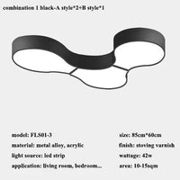 Plafonnier Géométrie Moderne ADN LED - Éclairage Design pour Salon, Chambre, Bureau, Café & Bar | Marco Lucetti 3 lumières-noir / Lumière chaude (3000K)