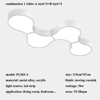 Plafonnier Géométrie Moderne ADN LED - Éclairage Design pour Salon, Chambre, Bureau, Café & Bar | Marco Lucetti 4 lumières-blanc / Dimmable avec télécommande