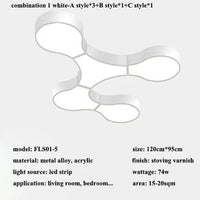 Plafonnier Géométrie Moderne ADN LED - Éclairage Design pour Salon, Chambre, Bureau, Café & Bar | Marco Lucetti 5 lumières-blanc / Lumière chaude (3000K)