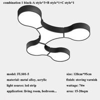 Plafonnier Géométrie Moderne ADN LED - Éclairage Design pour Salon, Chambre, Bureau, Café & Bar | Marco Lucetti 5 lumières-noir / Lumière chaude (3000K)