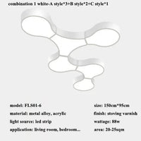 Plafonnier Géométrie Moderne ADN LED - Éclairage Design pour Salon, Chambre, Bureau, Café & Bar | Marco Lucetti 6 lumières-blanc / Lumière chaude (3000K)