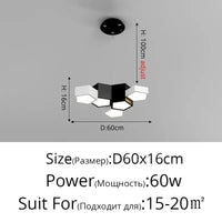 Plafonnier Gradation à Distance Noir Blanc - Éclairage Intérieur Modernisé | Marco Lucetti D 5Heads 60cm / White / Brightness Dimmable