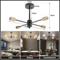 Plafonnier Industriel Moderne 4/6 têtes Rétro Lustre Lampe - Luminaria Lamparas | Marco Lucetti A1