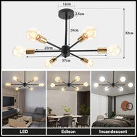 Plafonnier Industriel Moderne 4/6 têtes Rétro Lustre Lampe - Luminaria Lamparas | Marco Lucetti A2