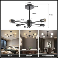 Plafonnier Industriel Moderne 4/6 têtes Rétro Lustre Lampe - Luminaria Lamparas | Marco Lucetti B1