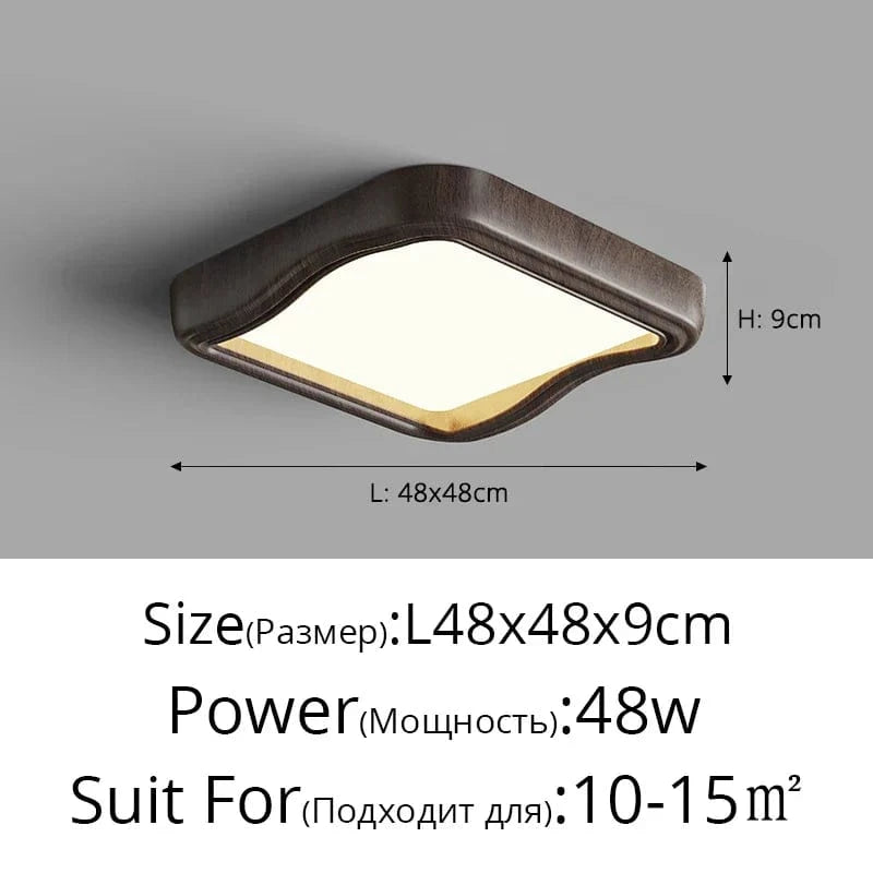 Plafonnier IntelliWood à Spectre Complet pour une Protection Oculaire Avancée | Marco Lucetti Bois L48x48cm 48W / Luminosité variable