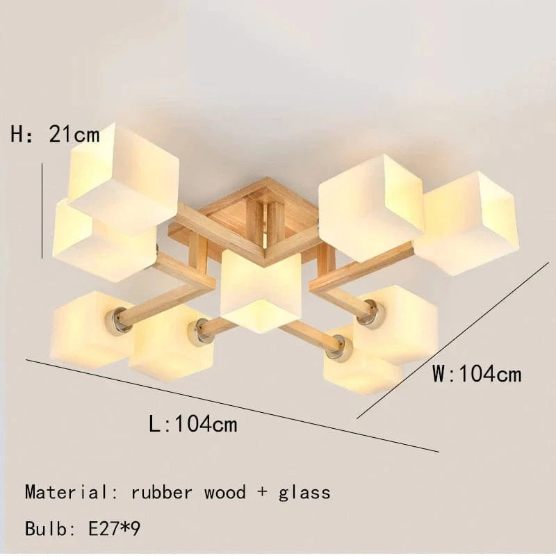 Plafonnier Japon - Design Bois | Marco Lucetti 9 lumières / Blanc chaud