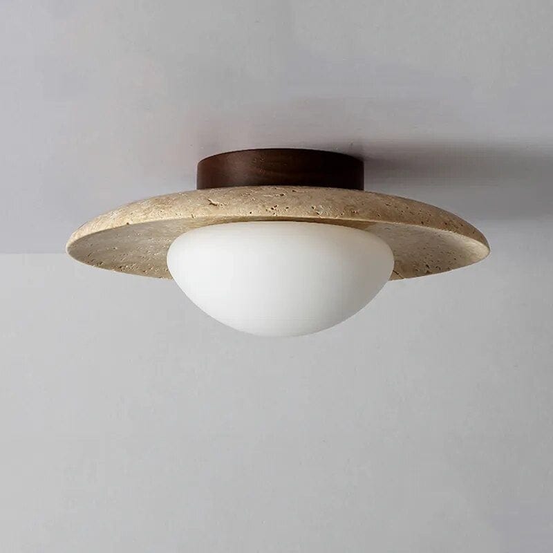 Plafonnier Japon Wabi Sabi pour Porche ou Balcon | Marco Lucetti Huangdongshi / D250xH100mm / Froid chaud naturel | 3-5W E27