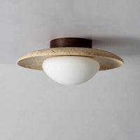Plafonnier Japon Wabi Sabi pour Porche ou Balcon | Marco Lucetti Huangdongshi / D250xH100mm / Froid chaud naturel | 3-5W E27