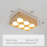 Plafonnier japonais en bois brut et minimaliste | Marco Lucetti B 6 Têtes 42W / Tricolore